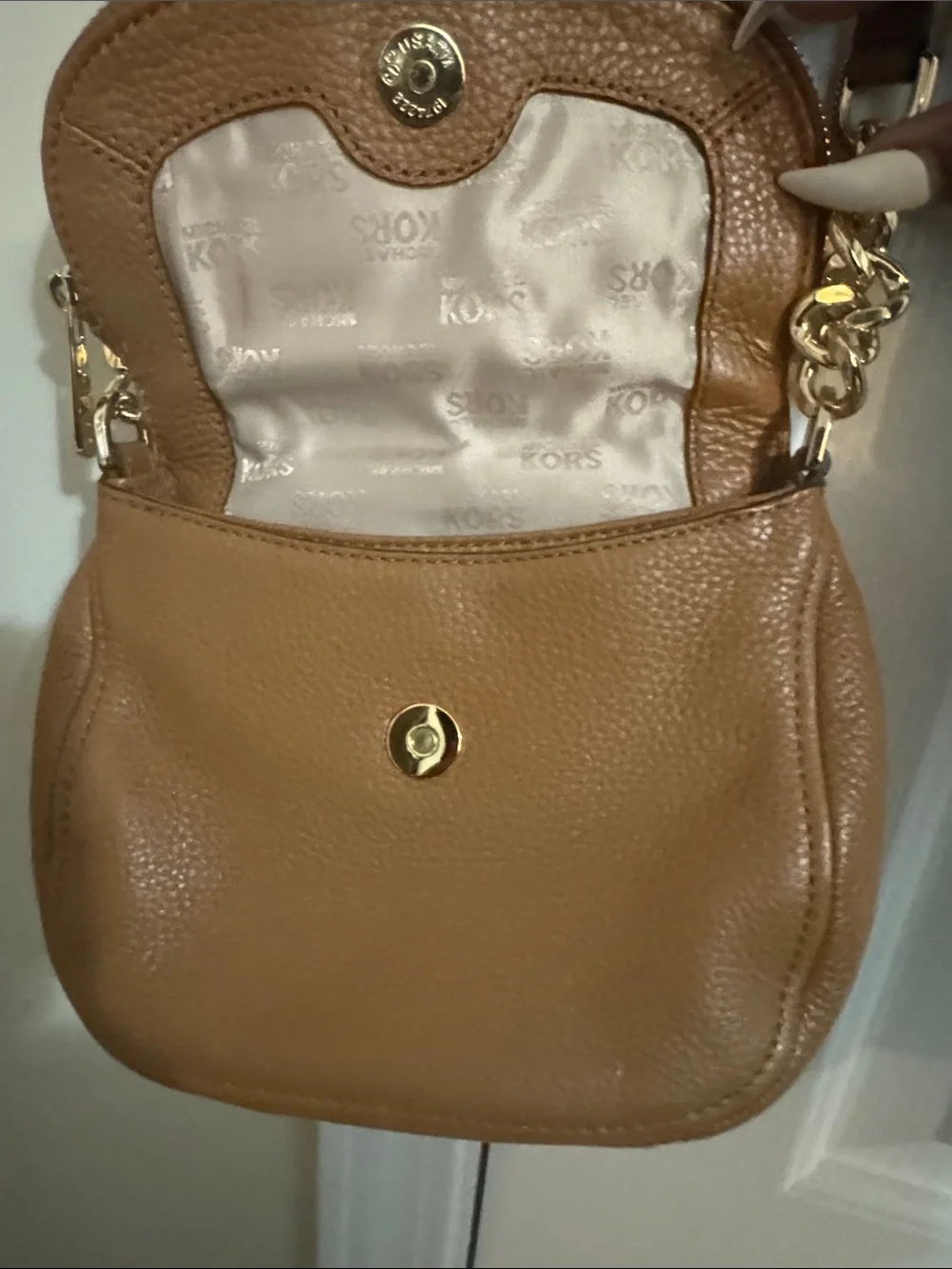Michael Kors Tan Leather Crossbody Bag with Gold Hardware